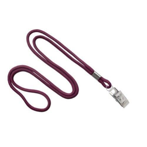 Maroon Round Braid Lanyard with NPS Bulldog Clip - 100pk