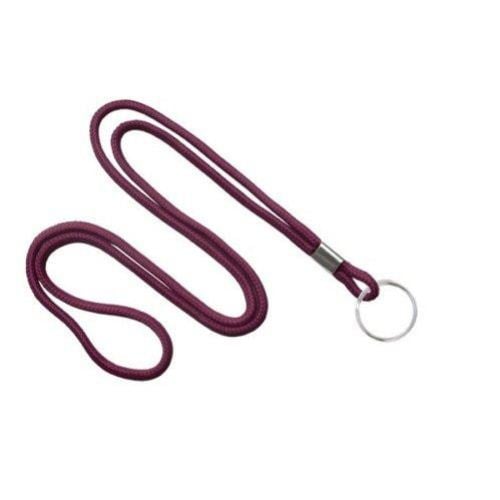 Maroon Round Braid Lanyard with NPS Split Ring - 100pk