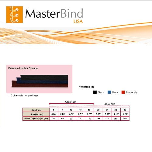 MasterBind Black 10mm Premium Hard Cover Binding Channels - 10/BX