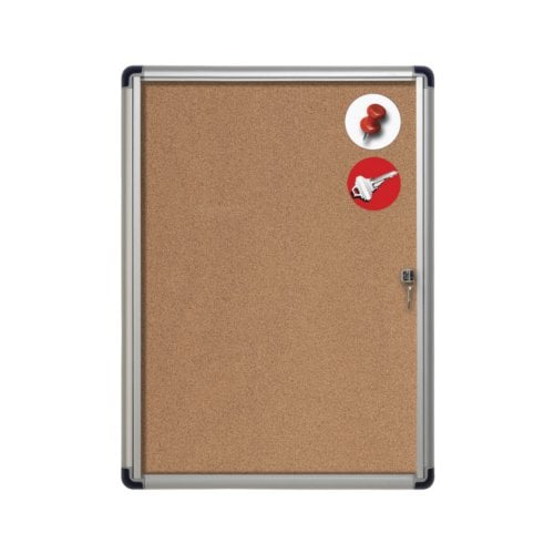 MasterVision 1-Door 28" x 38.25" Ultra Slim Cork Bulletin Enclosed Board w/ Aluminum Frame
