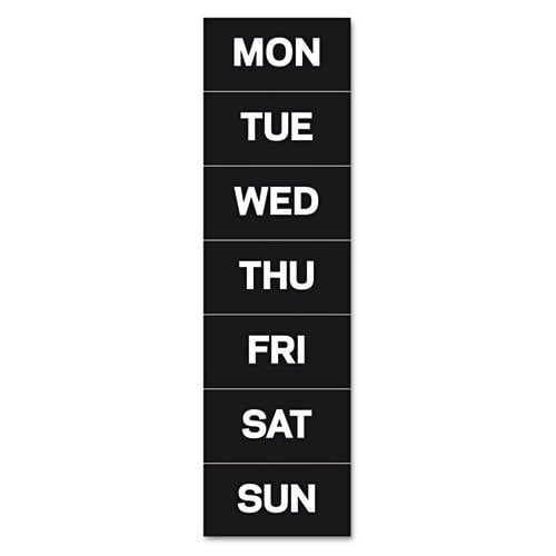 MasterVision 1" x 2" Days of the Week Magnets  (White on Black) - 7pcs/set