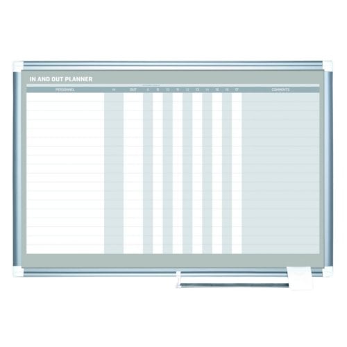 MasterVision 17-Row 36" x 24" In/Out Magnetic Gold Ultra Dry-Erase Planner Board (Horizontal)