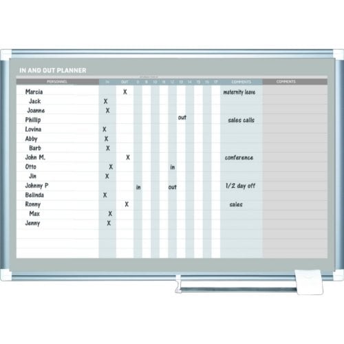 MasterVision 17-Row 36" x 24" In/Out Magnetic Gold Ultra Dry-Erase Planner Board (Horizontal)