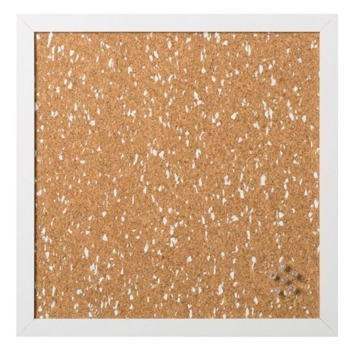 MasterVision 18" x 18" White Speckled Natural Cork Bulletin Board with White MDF Frame
