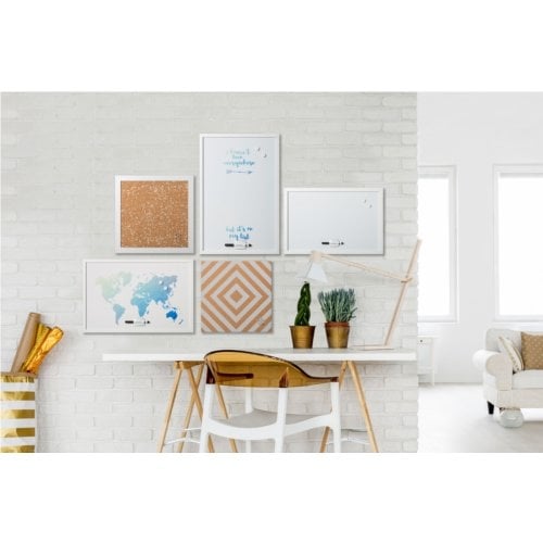 MasterVision 18" x 18" White Speckled Natural Cork Bulletin Board with White MDF Frame
