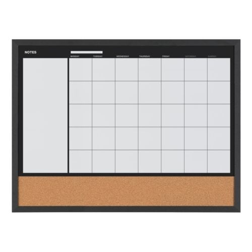 MasterVision 18" x 24" 3-in-1 Dry-Erase Calendar Planner Board with Black Frame