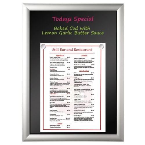MasterVision 18" x 24" Black Magnetic Wet Erase Click Board and Sign Holder