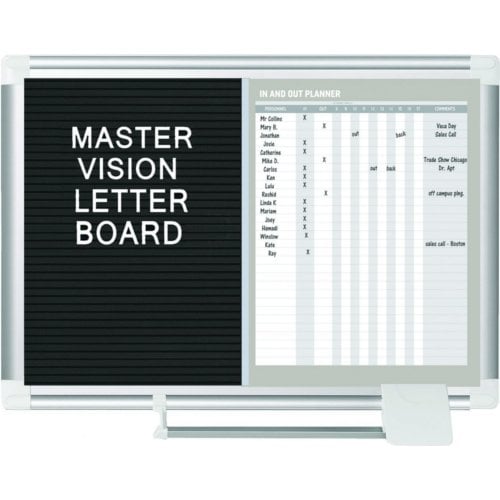 MasterVision 24" x 36" In-Out Magnetic Dry Erase Planner/Letterboard with Aluminum Frame