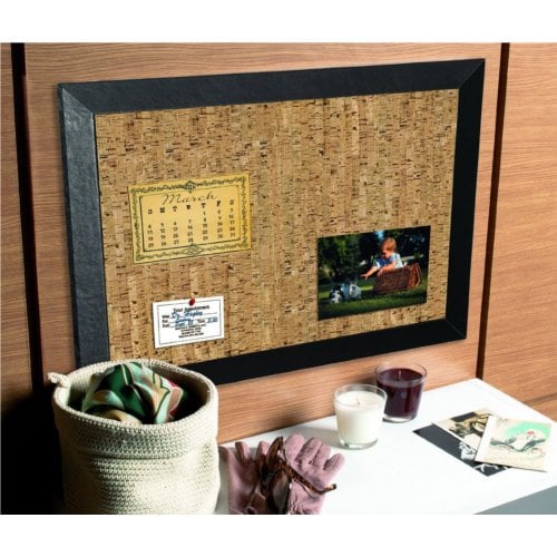 MasterVision 18" x 24" Natural Cork Bulletin Board with Black Kamashi Frame