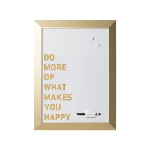 MasterVision 18" x 24" Quote "DO MORE..." Magnetic Steel Whiteboard with Gold MDF Frame