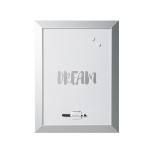 MasterVision 18" x 24" Quote "DREAM" Magnetic Steel Whiteboard with Silver MDF Frame