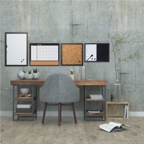 MasterVision 18" x 24" Weekly Planner Magnetic Dry Erase / Black Felt Board with Black MDF Frame