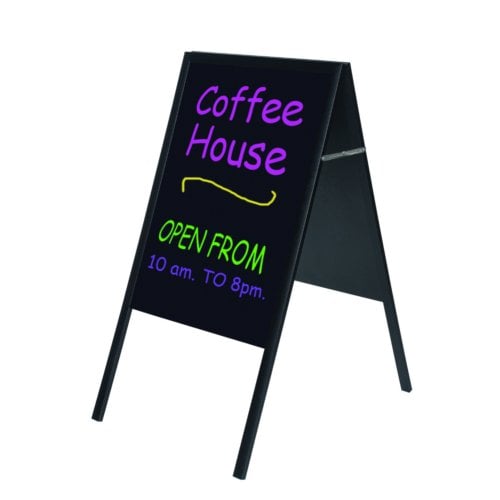MasterVision 21" x 33" Magnetic Black Wet-Erase Sign Board (Reversible) w/ Black Wood Frame