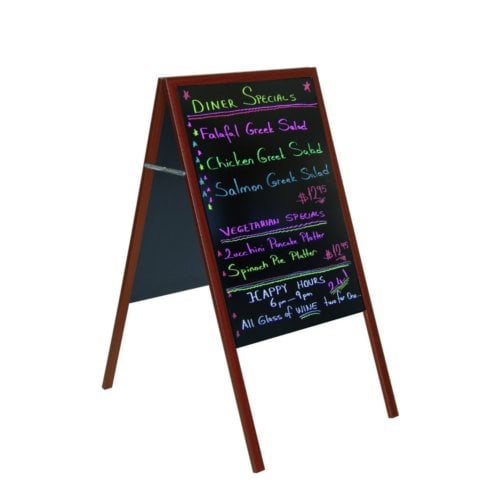 MasterVision 21" x 33" Magnetic Black Wet-Erase Sign Boards (Reversible) w/ Wood Frame