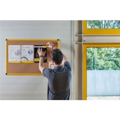 MasterVision 24" x 36" Industrial Cork Bulletin Board with Yellow Aluminum Frame