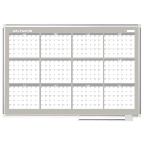 MasterVision Magnetic Gold Ultra 12-Month Planner Whiteboard with Aluminum Frame