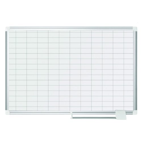 MasterVision Magnetic Gold Ultra 1x2 Grid Planner Whiteboard with Aluminum Frame