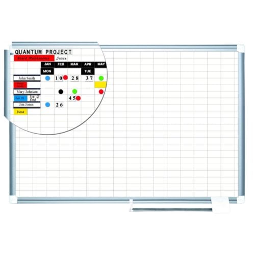 MasterVision 24" x 36" Magnetic Gold Ultra 1x2 Grid Planner Whiteboard with Aluminum Frame