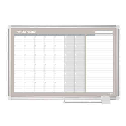 MasterVision Magnetic Gold Ultra Monthly Planner Whiteboard with Aluminum Frame