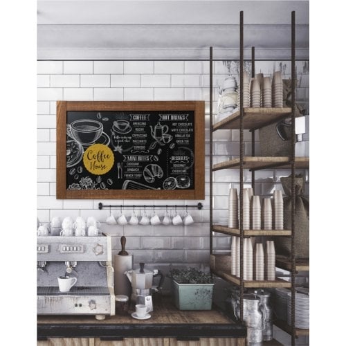 MasterVision 24" x 36" Rustic Black Chalkboard with Antique Vieux Chene Oak Frame