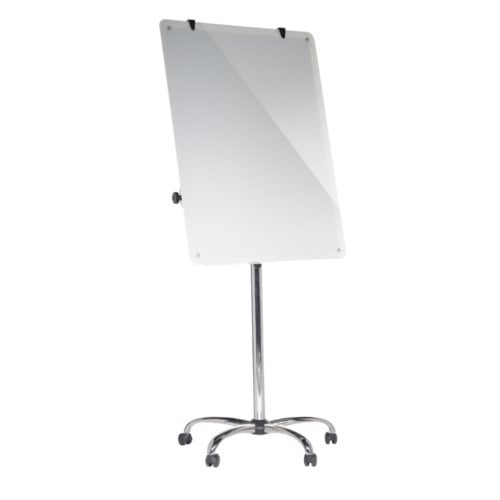 MasterVision 29.7 x 41.9" Heavy-Duty Magnetic Glass Mobile Easel (5-Star Base)