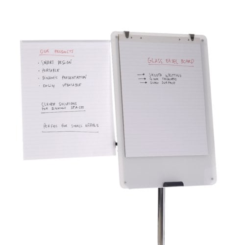 MasterVision 29.7 x 41.9" Heavy-Duty Magnetic Glass Mobile Easel (5-Star Base)