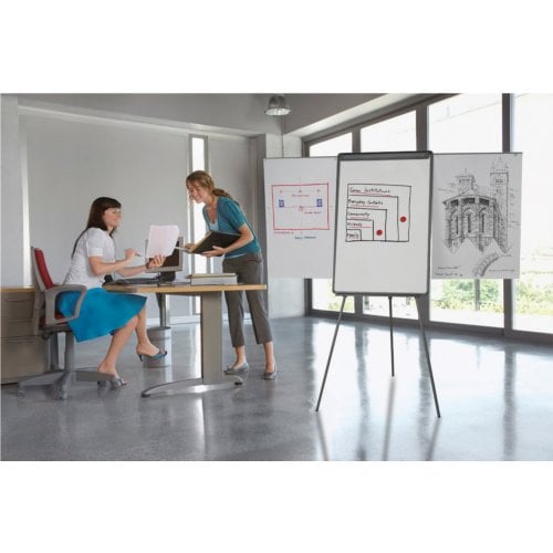 MasterVision 29" x 41" Economic Tripod Presentation Easel w/ Extension Bars (Silver Easy Clean Dry-Erase)