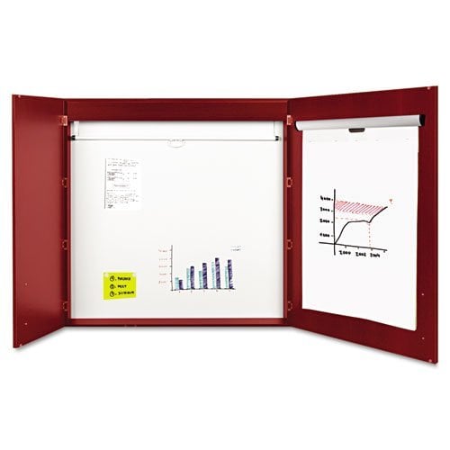 MasterVision 3-in-1 Cherry 4' x 4' Conference Room Cabinet (2-Door)