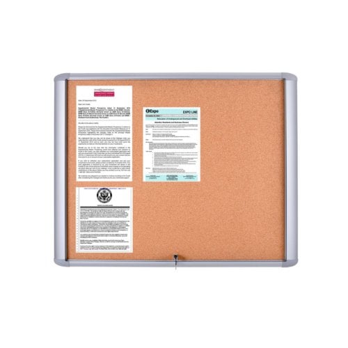 MasterVision 30" x 26.5" Waterproof Outdoor Cork Bulletin Enclosed Board w/ Aluminum Frame
