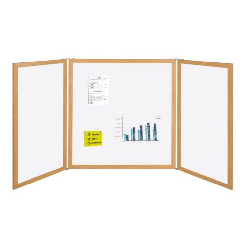 MasterVision 36" x 36" Basic Magnetic Platinum Plus Porcelain Whiteboard Conference Room Cabinet with Oak Frame