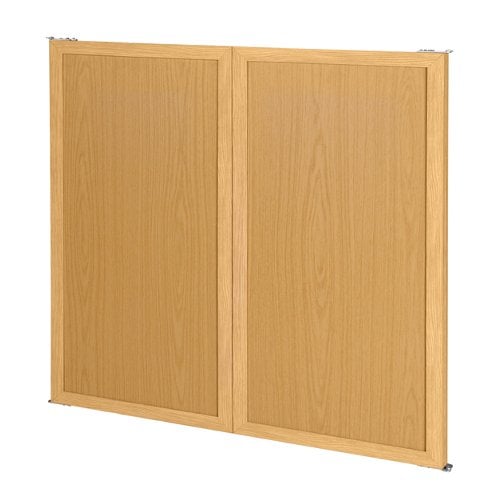 MasterVision 36" x 36" Basic Magnetic Platinum Plus Porcelain Whiteboard Conference Room Cabinet with Oak Frame