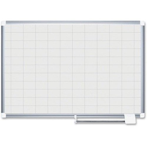 MasterVision 36" x 48" Magnetic Gold Ultra 2x3 Grid Planner Whiteboard with Aluminum Frame