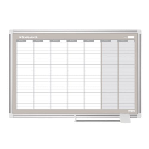 MasterVision 24" x 36" Magnetic Gold Ultra Weekly Planner Whiteboard with Aluminum Frame