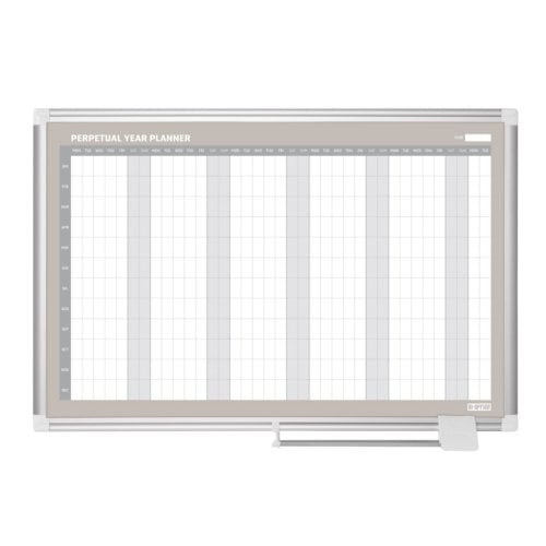 MasterVision 36" x 48" Magnetic Gold Ultra Yearly Planner Whiteboard with Aluminum Frame