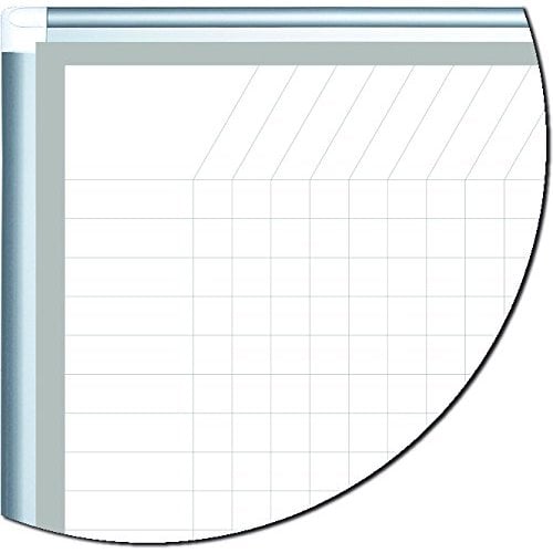 MasterVision 36" x 48" Magnetic Platinum Plus 1" x 1" Grid Planner Porcelain Whiteboard  with Aluminum Frame