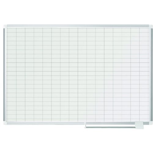 MasterVision 36" x 48" Magnetic Platinum Plus 1x2 Grid Planner Porcelain Whiteboard with Aluminum Frame