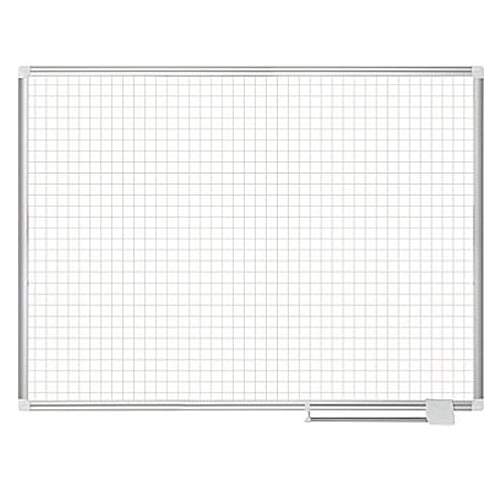 MasterVision 36" x 48" Magnetic Platinum Plus Porcelain 1"x 1" Grid Planner Board with Aluminum Frame