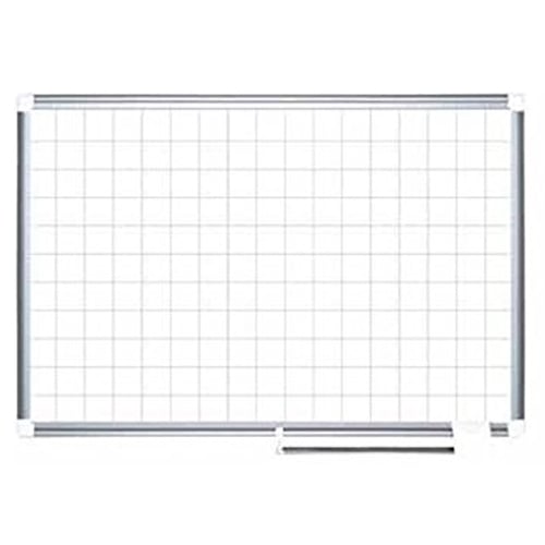 MasterVision 36" x 48" Magnetic Platinum Plus Porcelain 2"x 2" Grid Planner Board with Aluminum Frame