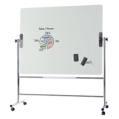 MasterVision 36" x 48" Two-Sided Magnetic Glass Revolving Mobile Easel