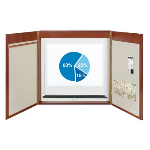 MasterVision 4-in-1 Mahogany 4' x 4' Conference Room Cabinet (2-Door)