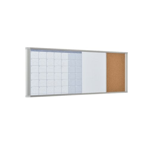 MasterVision 46" x 18" Cubicle Calendar Magnetic Gold Ultra Whiteboard/Cork Bulletin Board