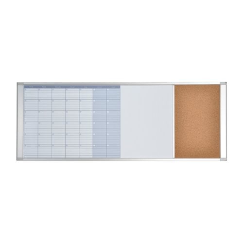 MasterVision 46" x 18" Cubicle Calendar Magnetic Gold Ultra Whiteboard/Cork Bulletin Board