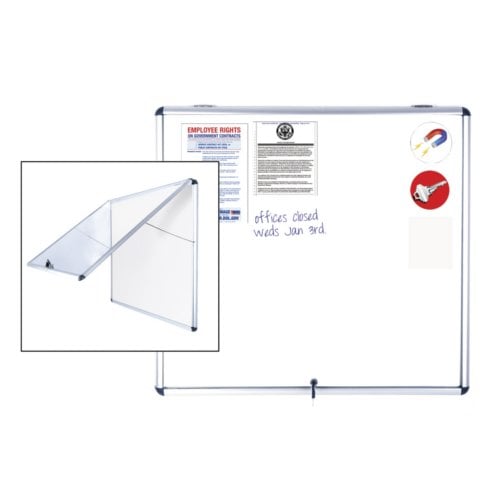 MasterVision 47" x 38.3" Ultra Slim Top Hinged Magnetic Dry Erase Enclosed Board w/ Aluminum Frame
