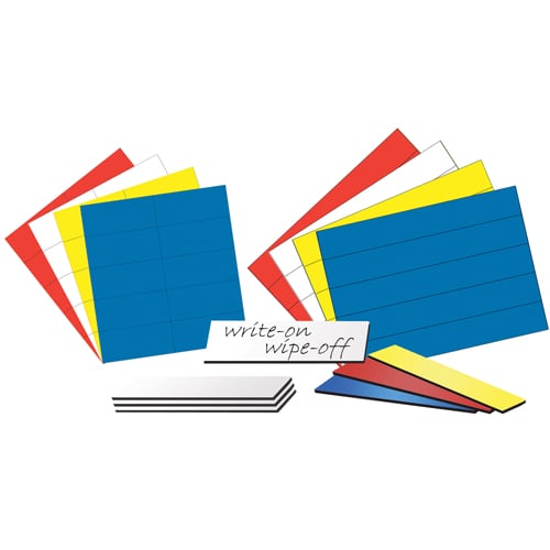 MasterVision 7/8" x 6" White Magnetic Dry-Erase Strips - 25pcs