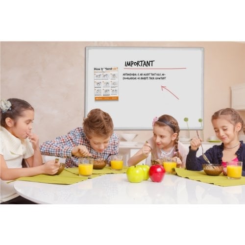 MasterVision 3' x 4' Anti-Microbial Magnetic Steel Whiteboard with White Aluminum Frame