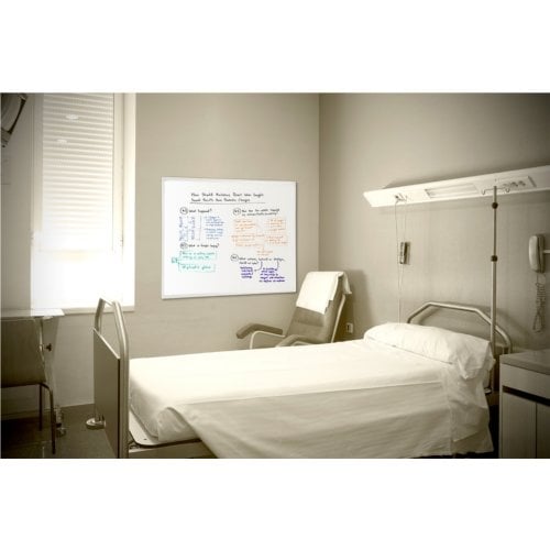 MasterVision 3' x 4' Anti-Microbial Magnetic Steel Whiteboard with White Aluminum Frame