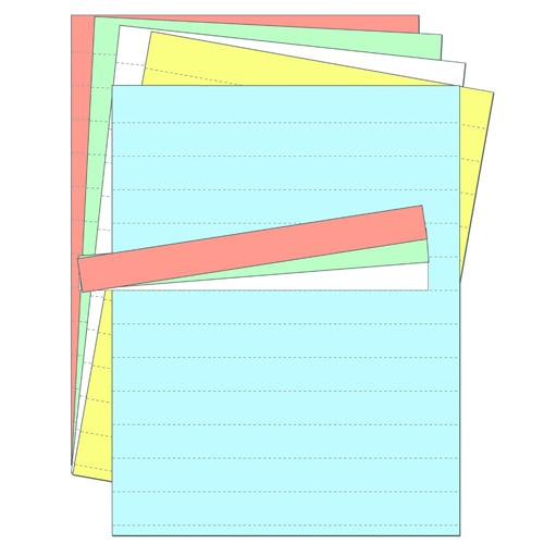 MasterVision Assorted Magnetic Data Card Refill Sheet (8.5" x 11" Perforated Every 1") - 10pk