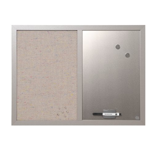 MasterVision Combo 18" x 24" Silver Dry Erase/Gray Fabric Bulletin Board with Gray Frame