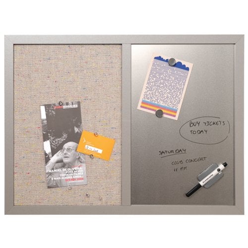 MasterVision Combo 18" x 24" Silver Dry Erase/Gray Fabric Bulletin Board with Gray Frame
