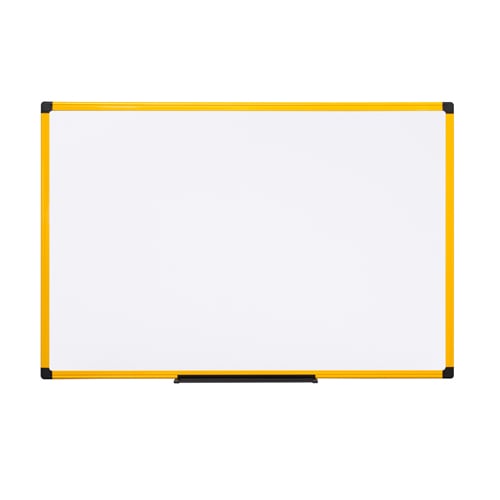 MasterVision Industrial Gold Ultra 24" x 36" Magnetic Steel Whiteboard with Yellow Aluminum Frame